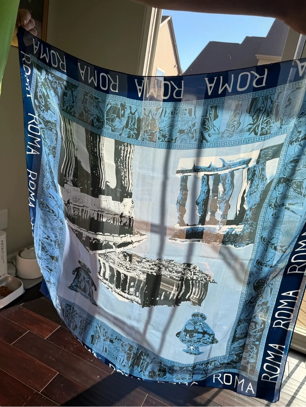 Roma Blue & White Rome Print Decorative Towel